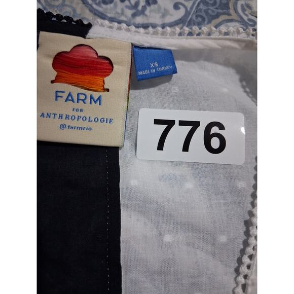 Anthropologie Farm Rio Womens size XS Swiss Dot Wrap Puff Sleeve Color Block Top - Picture 8 of 11